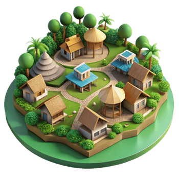 extraordinary modern Eco Village Community Aerial View Cutout with Green Spaces exclusive png