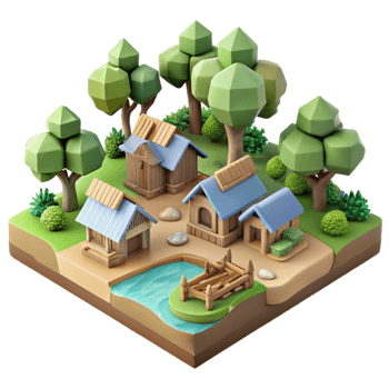 elegant rustic Eco Village Community Layout Isolated with Trees high quality png