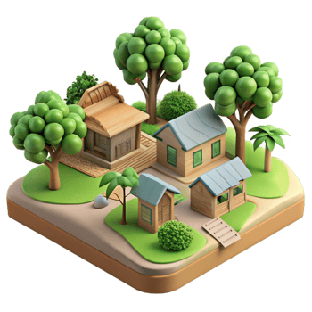 extraordinary artistic Eco Village Community Layout Isolated with Trees professional png