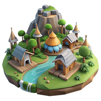 stunning creative Eco Village Landscape Panorama Transparent high quality png