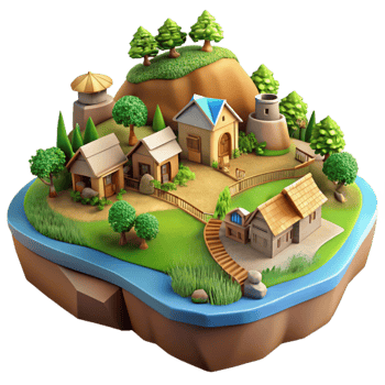 vibrant vintage Eco Village Landscape Panorama Transparent high resolution png