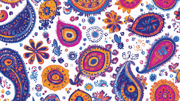 colorful paisley pattern on a white background vector