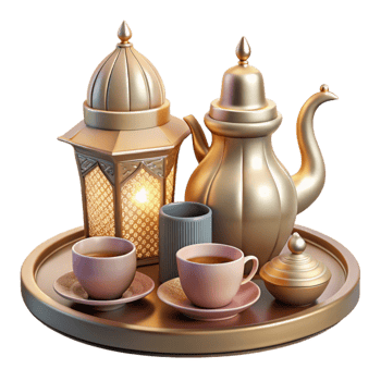 impressive contemporary Eid Al Fitr Dates and Tea Set Transparent detailed png