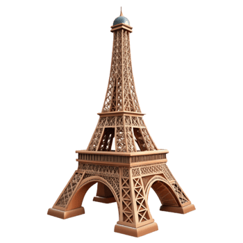 elegant rustic Eiffel Tower Side View Isolated Element authentic png