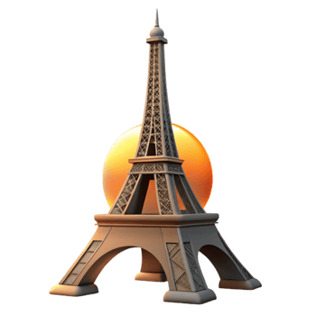 vibrant minimalist Eiffel Tower Silhouette at Sunset Cutout png