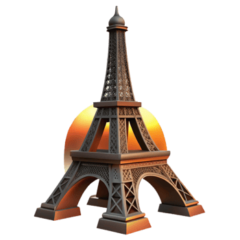 impressive abstract Eiffel Tower Silhouette at Sunset Cutout professional png