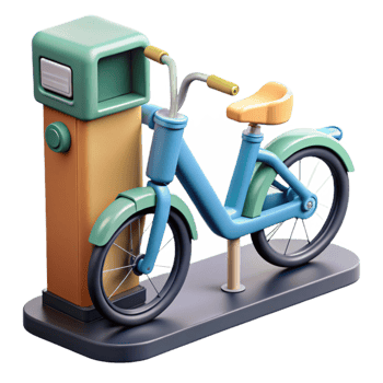 dramatic contemporary Electric Bike Sharing Station Isolated premium png