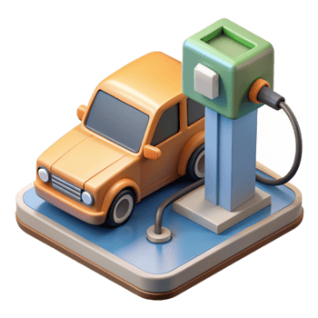 elegant rustic Electric Car Charging Station Icon Cutout Element premium png
