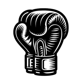 Bold Black and White Boxing Glove Illustration, Stylized Silhouette, Dramatic Lighting, Minimalist . vector