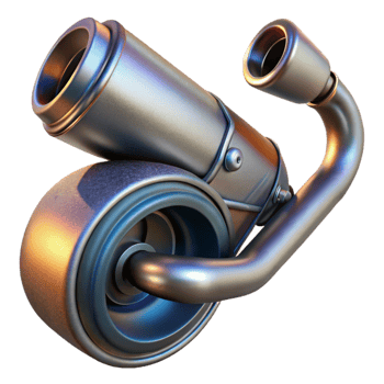 serene contemporary Electric Motorcycle Exhaust Pipe Closeup Transparent Background detailed png