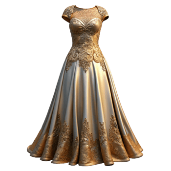 serene artistic Elegant Evening Gown with Lace Detail Isolated authentic png