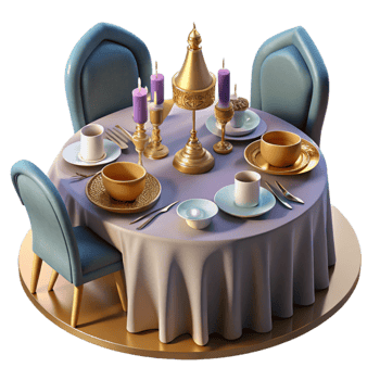 serene abstract Elegant Table Setting Formal View Cutout exclusive png