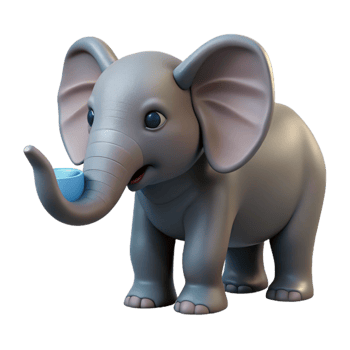 magnificent abstract Elephant Calf Drinking Water Cutout authentic png