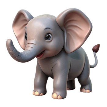 vibrant artistic Elephant Calf Playing with Trunk Isolated Cutout exclusive png