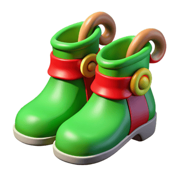 elegant artistic Elf Shoes Curly Toed Green and Red Transparent Background high resolution png