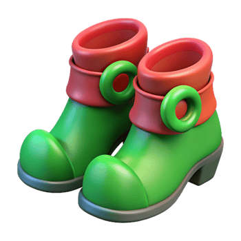 magnificent abstract Elf Shoes Curly Toed Green and Red Transparent Background png