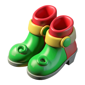 vibrant abstract Elf Shoes Curly Toed Green and Red Transparent Background png