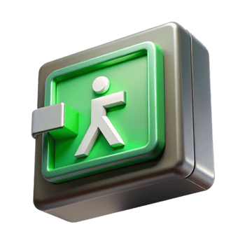 elegant traditional Emergency Exit Sign Green Lit Isolated Cutout png