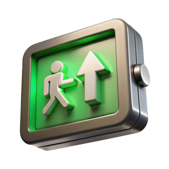 stunning vintage Emergency Exit Sign Green Lit Isolated Cutout genuine png