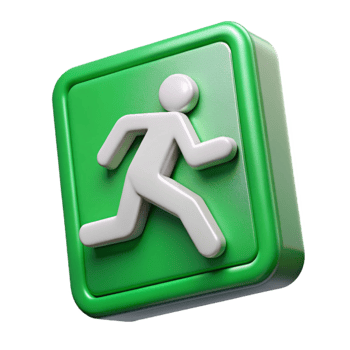 magnificent modern Emergency Exit Sign Green Lit Isolated Cutout authentic png