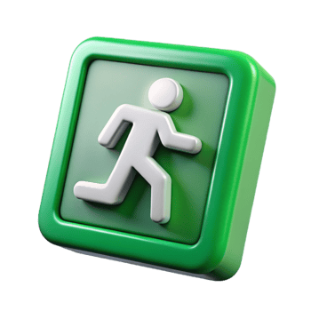 serene classic Emergency Exit Sign Green Lit Isolated Cutout high resolution png