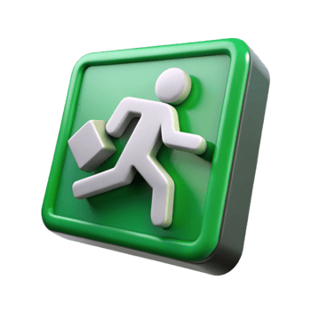 extraordinary classic Emergency Exit Sign Green Lit Isolated Cutout professional png
