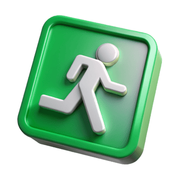impressive artistic Emergency Exit Sign Green Lit Isolated Cutout exclusive png