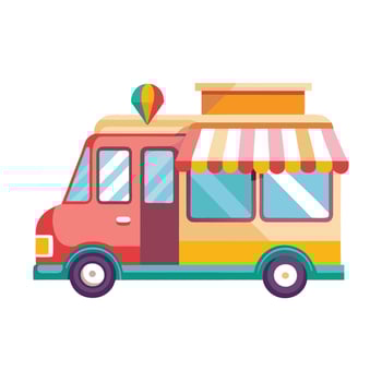 Fun Colorful Ice Cream Truck Icon vector