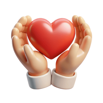 dramatic artistic Emotional Support Icon Hands Holding Heart Isolated Cutout original png