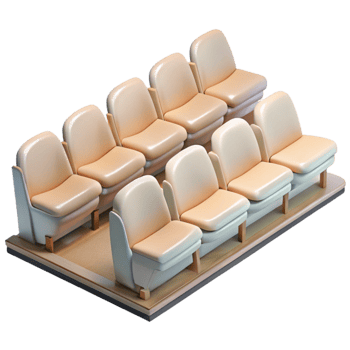 serene rustic Empty Auditorium with Seats Transparent exclusive png