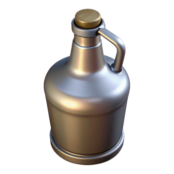 extraordinary artistic Empty Beer Growler with Black Cap Isolated png
