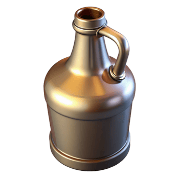 extraordinary rustic Empty Beer Growler with Black Cap Isolated premium png