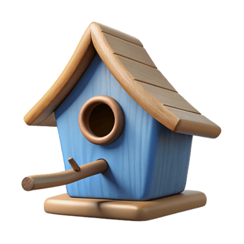 dramatic contemporary Empty Birdhouse Isolated on Branch exclusive png