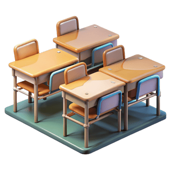serene abstract Empty Classroom with Desks Transparent premium png