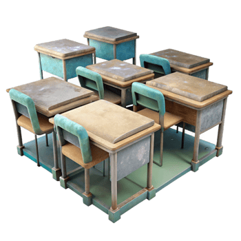beautiful rustic Empty Classroom with Desks Transparent detailed png