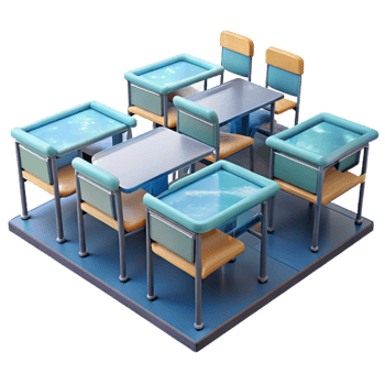impressive rustic Empty Classroom with Desks Transparent detailed png