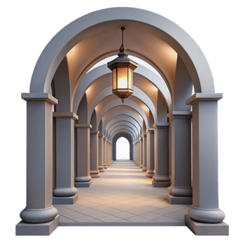dramatic contemporary Empty Hallway with Archways Transparent professional png