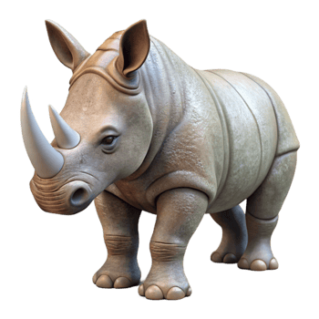 serene minimalist Endangered Rhino Profile Cutout Transparent Background png