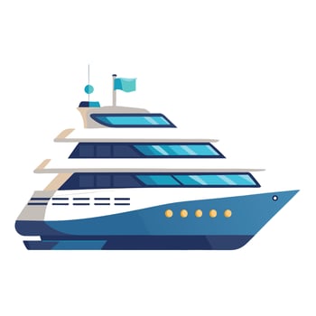 Flat Sleek Luxury Yacht Icon vector