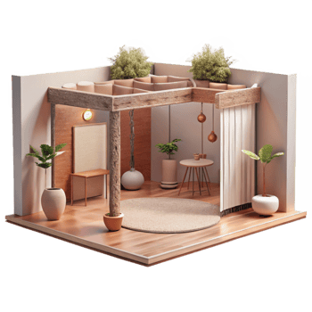 elegant creative Exhibition Space Open Plan Isolated detailed png