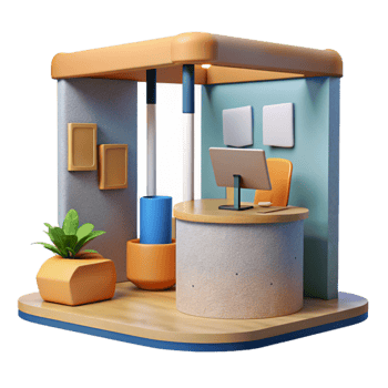 stunning contemporary Exhibition Stand Promotional Materials Isolated premium png