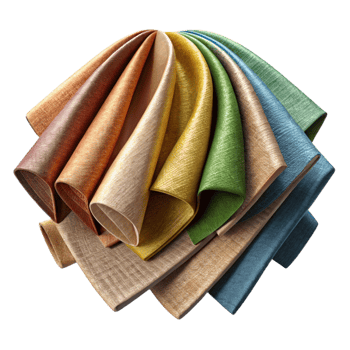 serene artistic Fabric Swatches in Various Colors Isolated png