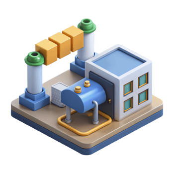 extraordinary contemporary Factory Automation System Isometric View Transparent Background high resolution png