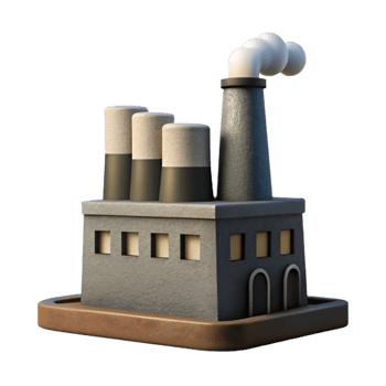beautiful abstract Factory Silhouette with Smoke Stack Cutout detailed png
