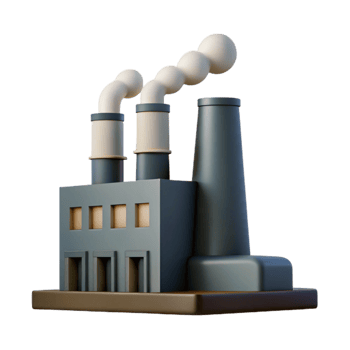 beautiful abstract Factory Silhouette with Smoke Stack Cutout original png