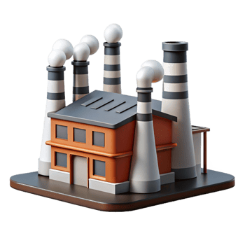magnificent rustic Factory with Smoke Stacks Transparent Background professional png