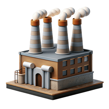 stunning vintage Factory with Smoke Stacks Transparent Background exclusive png