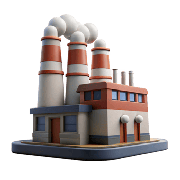 beautiful traditional Factory with Smoke Stacks Transparent Background authentic png