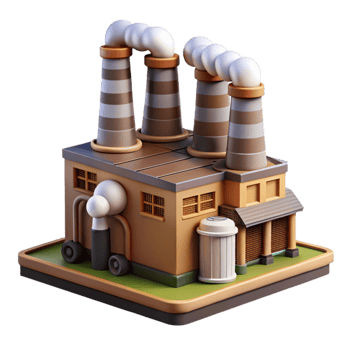 beautiful creative Factory with Smoke Stacks Transparent Background genuine png