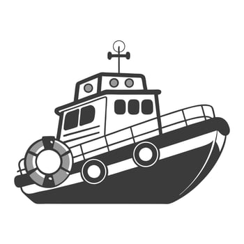 Detailed Monochrome Search Rescue Boat Icon vector